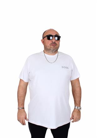 Erkek Büyük Beden Sıfır Yaka Tişört Bss 25102 BEYAZ