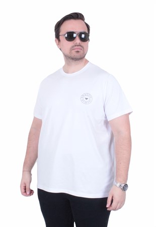 Erkek Büyük Beden Sıfır Yaka Tişört EA 26101 BEYAZ