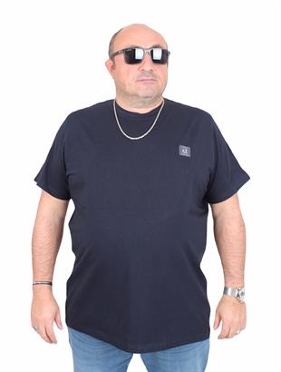 Erkek Büyük Beden Sıfır Yaka Tişört Arm Ex 25112 LACIVERT