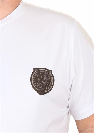 Erkek Büyük Beden Sıfır Yaka Tişört VRS 25119 BEYAZ