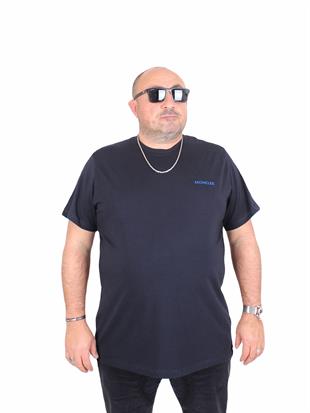 Erkek Büyük Beden Sıfır Yaka Tişört Mnclr 25101 LACIVERT