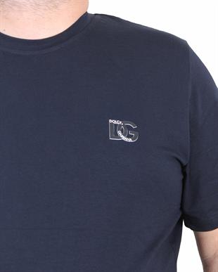 Erkek Büyük Beden Sıfır Yaka Tişört DG 25111 LACIVERT