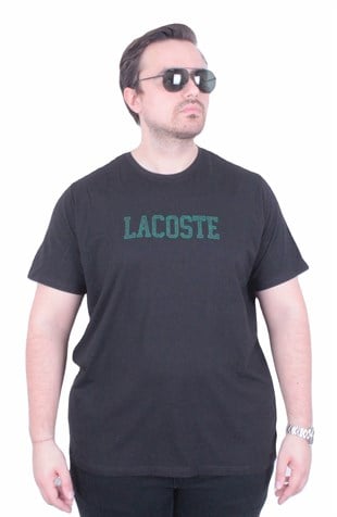 Erkek Büyük Beden Sıfır Yaka Tişört LCST 26118 SIYAH