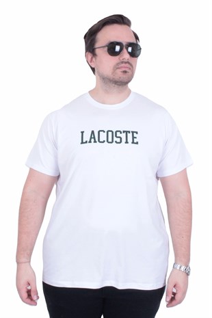 Erkek Büyük Beden Sıfır Yaka Tişört LCST 26118 BEYAZ