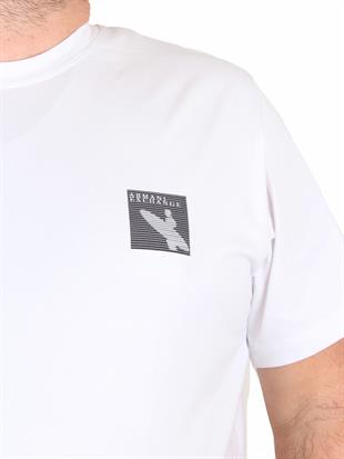 Erkek Büyük Beden Sıfır Yaka Tişört Arm Exc 25126 BEYAZ