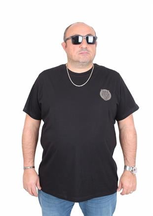 Erkek Büyük Beden Sıfır Yaka Tişört VRS 25119 SIYAH
