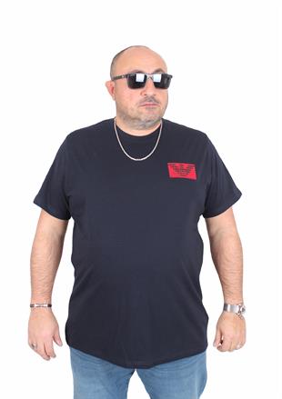 Erkek Büyük Beden Sıfır Yaka Tişört GA 25118 LACIVERT