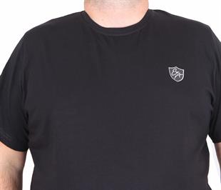 Erkek Büyük Beden Sıfır Yaka Tişört EA 25121 SIYAH