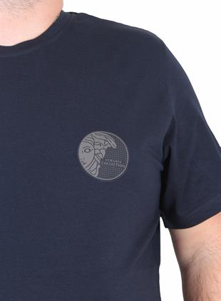 Erkek Büyük Beden Sıfır Yaka Tişört VRS 25122 LACIVERT