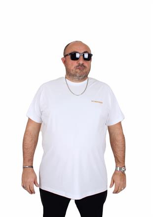 Büyük Beden Sıfır Yaka Tişört Brbry 25100 BEYAZ