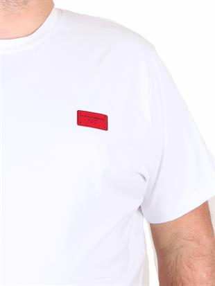 Erkek Büyük Beden Sıfır Yaka Tişört DG 25123 BEYAZ