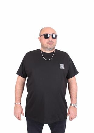 Erkek Büyük Beden Sıfır Yaka Tişört Arm Exc 25126 SIYAH