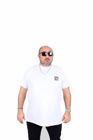 Erkek Büyük Beden Sıfır Yaka Tişört Arm Exc 25126 BEYAZ