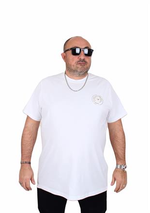 Erkek Büyük Beden Sıfır Yaka Tişört EA 25110 BEYAZ