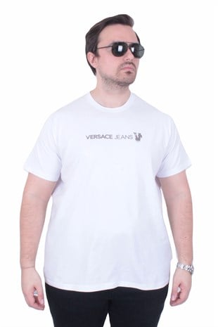 Erkek Büyük Beden Sıfır Yaka Tişört VRSC 26110 BEYAZ