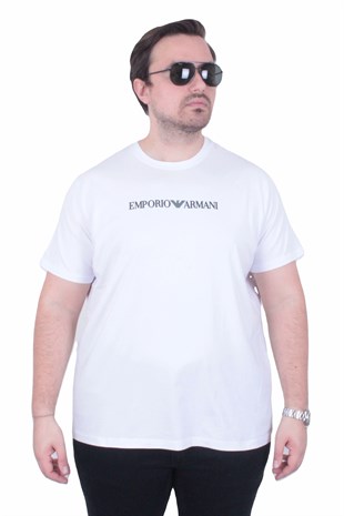 Erkek Büyük Beden Sıfır Yaka Tişört EA 26119 BEYAZ