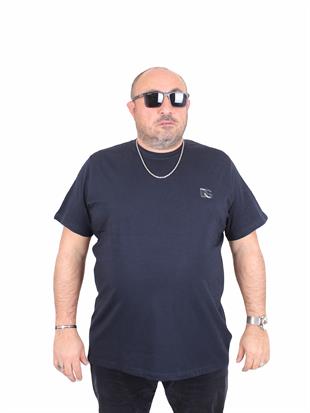 Erkek Büyük Beden Sıfır Yaka Tişört DG 25111 LACIVERT