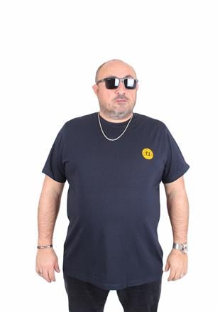 Erkek Büyük Beden Sıfır Yaka Tişört Fnd 25120 LACIVERT