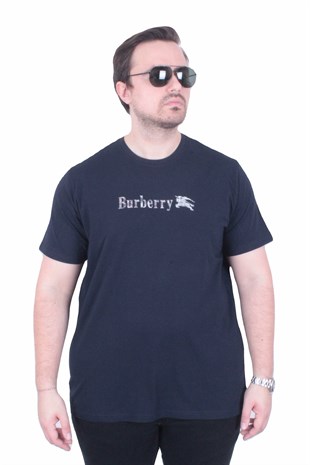 Erkek Büyük Beden Sıfır Yaka Tişört Brbr 26111 LACIVERT