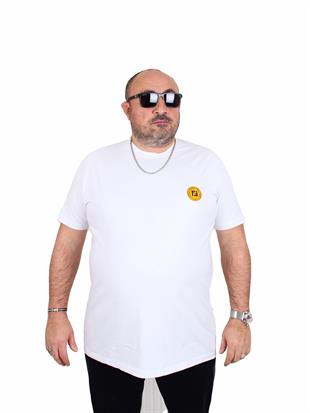 Erkek Büyük Beden Sıfır Yaka Tişört Fnd 25120 BEYAZ
