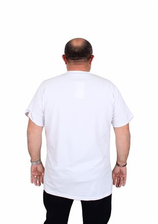 Erkek Büyük Beden Sıfır Yaka Tişört Armny 25103 BEYAZ