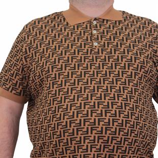 Erkek Büyük Beden Polo Yaka Tişört FND 24458 Vizon