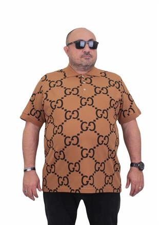 Erkek Büyük Beden Polo Yaka Tişört Gcc 24453 Vizon