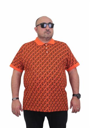 Erkek Büyük Beden Polo Yaka Tişört FND 24458 TURUNCU