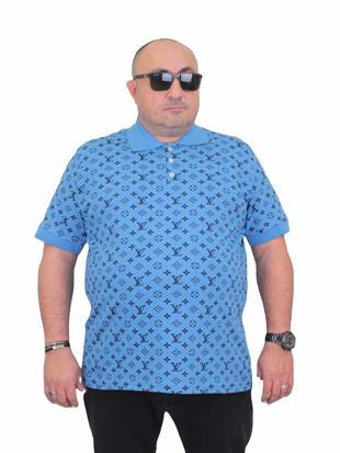 Erkek Büyük Beden Polo Yaka Tişört LV 24459 MAVI