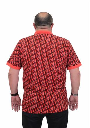 Erkek Büyük Beden Polo Yaka Tişört DR24456 Nar Çiçeği