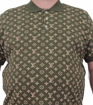 Erkek Büyük Beden Polo Yaka Tişört LV 24459 Askeri Yeşil
