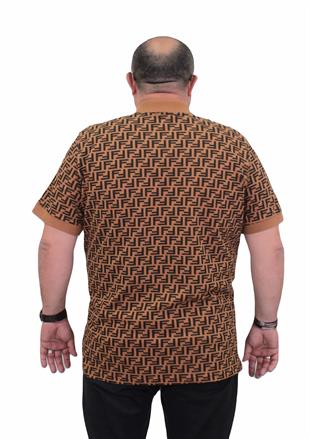 Erkek Büyük Beden Polo Yaka Tişört FND 24458 Vizon