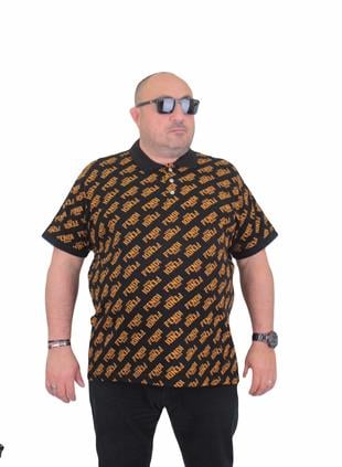 Erkek Büyük Beden Polo Yaka Tişört FR 24462 SIYAH