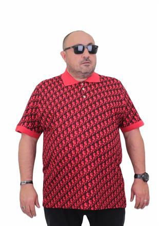 Erkek Büyük Beden Polo Yaka Tişört DR24456 KIRMIZI