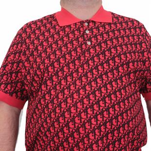 Erkek Büyük Beden Polo Yaka Tişört DR24456 KIRMIZI