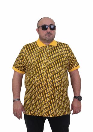 Erkek Büyük Beden Polo Yaka Tişört DR24456 SARI