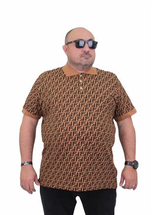 Erkek Büyük Beden Polo Yaka Tişört FND 24458 Vizon