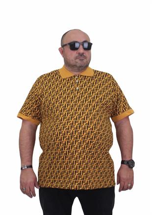 Erkek Büyük Beden Polo Yaka Tişört FND 24458 HARDAL