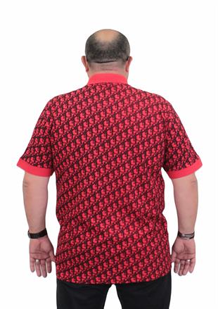 Erkek Büyük Beden Polo Yaka Tişört DR24456 KIRMIZI