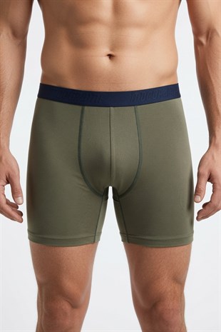 Starbattal Erkek Büyük Beden Likralı Uzun Paça Boxer 11906 HAKI