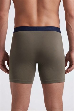 Starbattal Erkek Büyük Beden Likralı Uzun Paça Boxer 11906 Askeri Yeşil