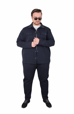 Starbattal Erkek Büyük Beden Çift Cep Kapaklı Eşofman Takım TK25605 LACIVERT