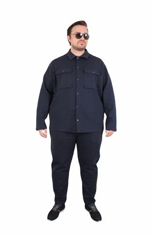 Starbattal Erkek Büyük Beden Çift Cep Kapaklı Eşofman Takım TK25605 LACIVERT