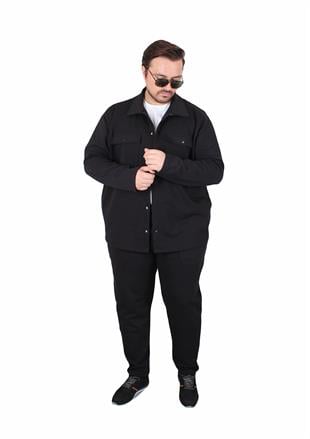 Starbattal Erkek Büyük Beden Çift Cep Kapaklı Eşofman Takım TK25605 SIYAH