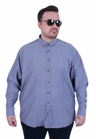 Starbattal Erkek Büyük Beden Cepsiz Desenli Nakışlı Gömlek 11364 GRI