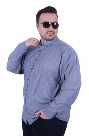 Starbattal Erkek Büyük Beden Cepsiz Desenli Nakışlı Gömlek 11364 GRI