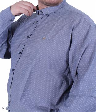 Starbattal Erkek Büyük Beden Cepsiz Desenli Nakışlı Gömlek 11364 GRI