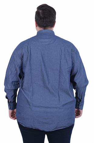 Starbattal Erkek Büyük Beden Cepsiz Desenli Nakışlı Gömlek 11364 INDIGO