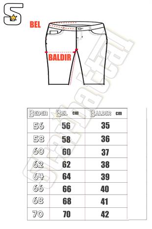 Starbattal Büyük Beden Kot Kapri Power Lycra Comero 11913 MAVI