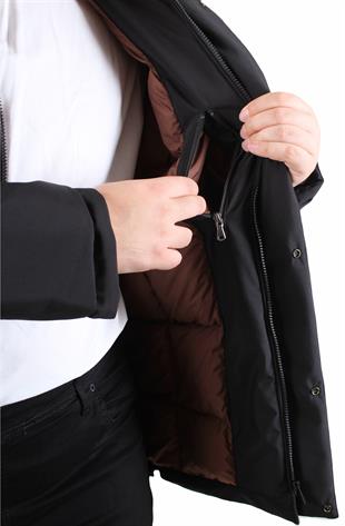 Starbattal Erkek Büyük Beden Kapüşonlu Mont Lujo 2504 SIYAH